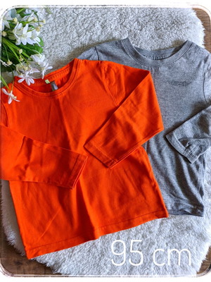Boys Blouses set of 2 used, size 92 cm, grey and orange