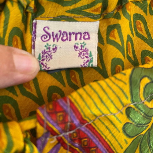Swarna long sleeveless dress, new, 100% silk, colorful