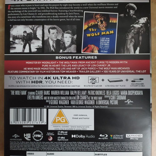The Wolf Man 4K Ultra HD + Blu-Ray Steelbook new