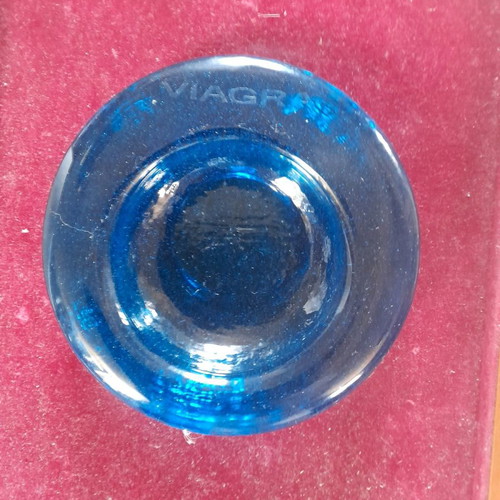 Viagra promotional bowl used, dark blue glass