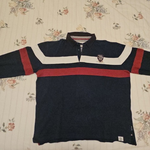 Navy & Green authentic long-sleeve polo shirt, 4XL, cotton