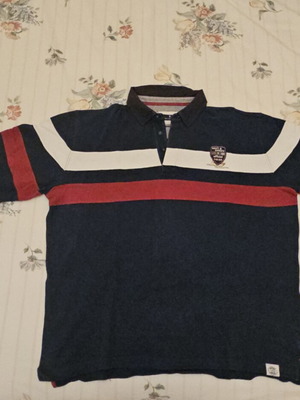 Navy & Green authentic long-sleeve polo shirt, 4XL, cotton