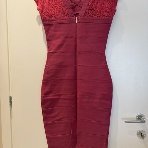 Asos pink midi dress bandage lace details like new, size S