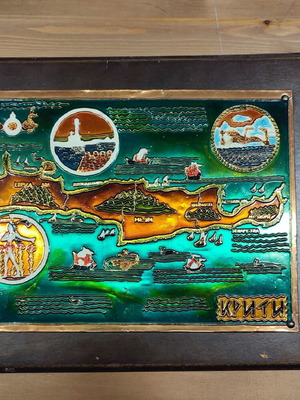 Vintage chalcography with Crete theme AETHRA used