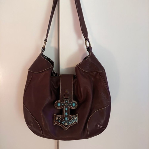 Moschino leather bag brown made of genuine leather