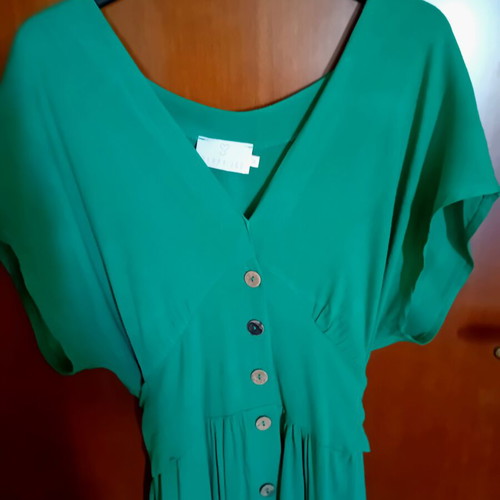 Linen maxi dress emerald green, like new, medium to large