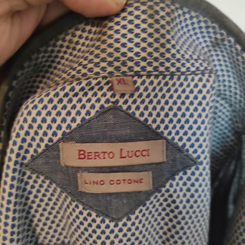 Berto Lucci men's shirt XL regular fit used, linen-cotton blue