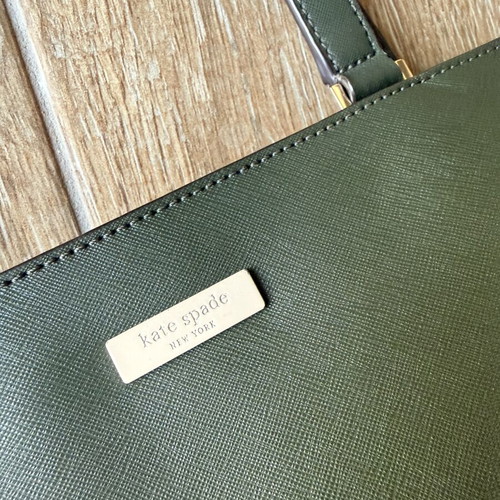 Kate Spade New York Tote Bag used, olive green with zipper