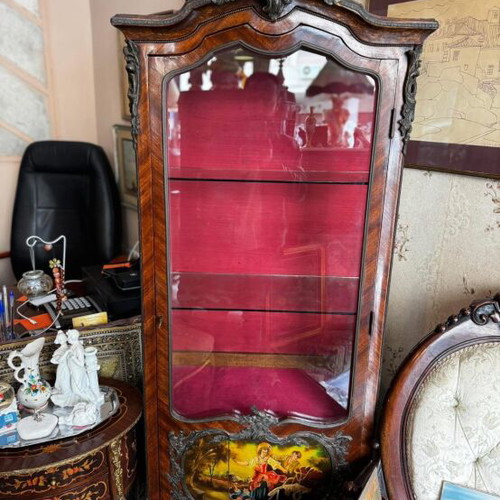 Antique showcase used with brass details Vernis Marten style