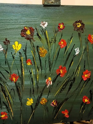 Oil painting with flowers theme new, handmade canvas