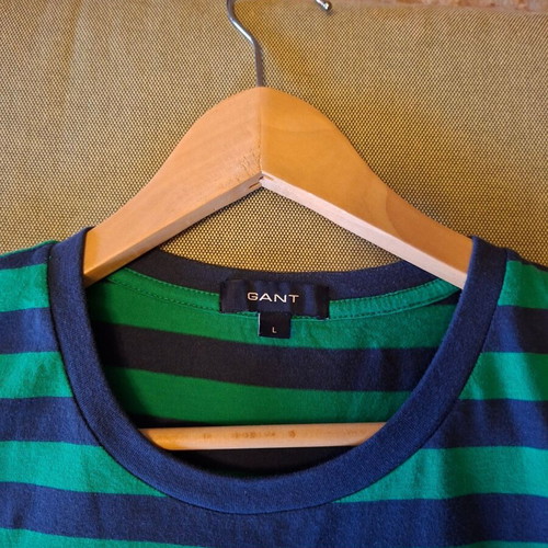 Gant T-shirt size L striped navy and green like new