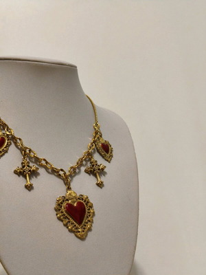 Sacred Heart necklace new stainless steel with enamel