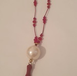 Necklace used, 68 cm, red