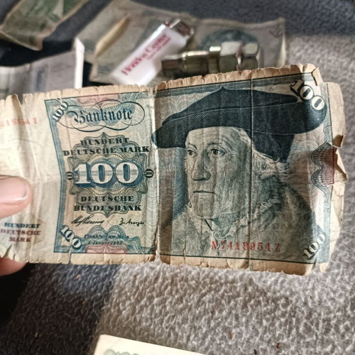 Deutche Mark 100 and 10 used banknotes