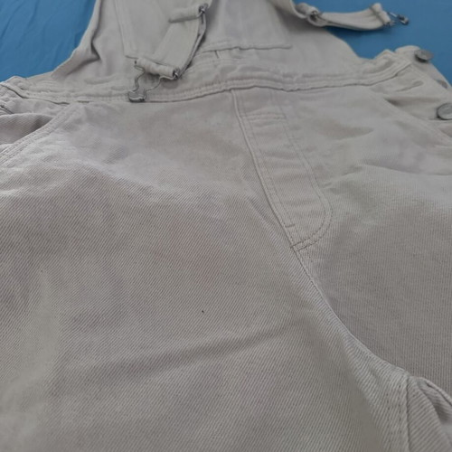 Bershka beige denim salopette shorts, size S