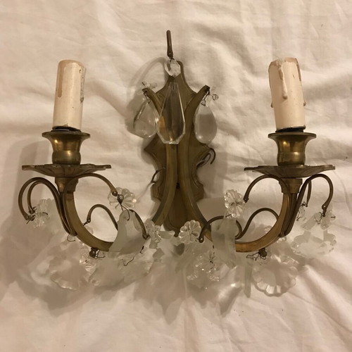 Antique wall lights used, set of 2 with crystals