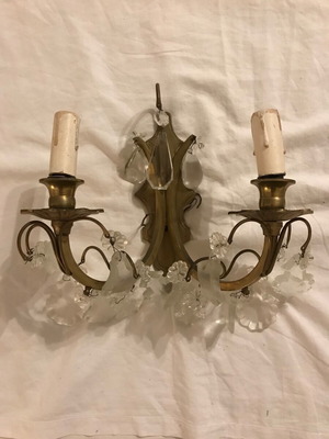 Antique wall lights used, set of 2 with crystals