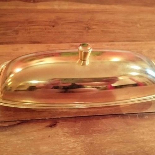 Vintage butter dish gold plated from 60s-70s new