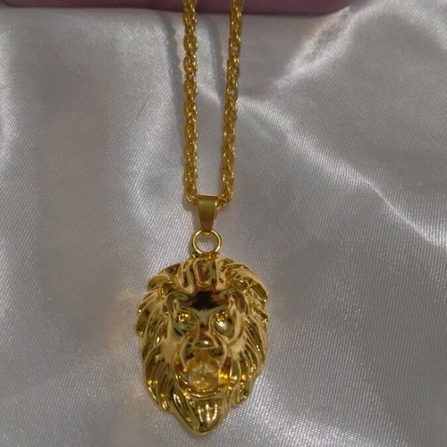 Lion Necklace Gold Plated Stainless Steel New