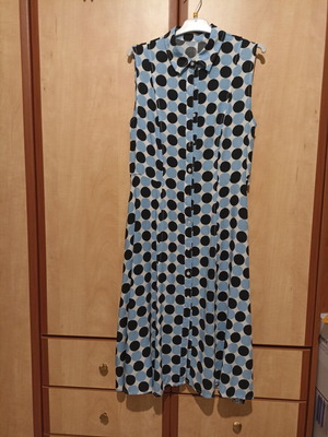 Semi-fitted midi dress, small, white and blue