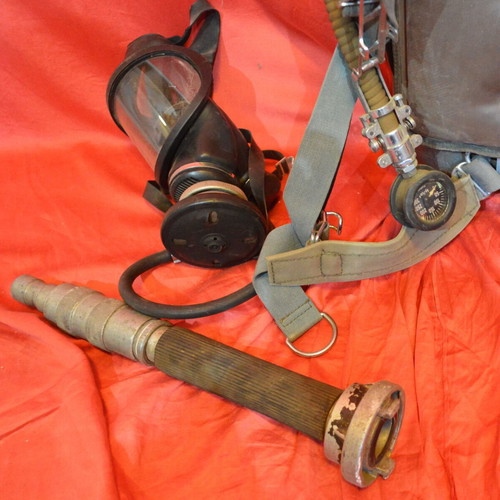 Oxygen bottles with mask and fire hose, like new