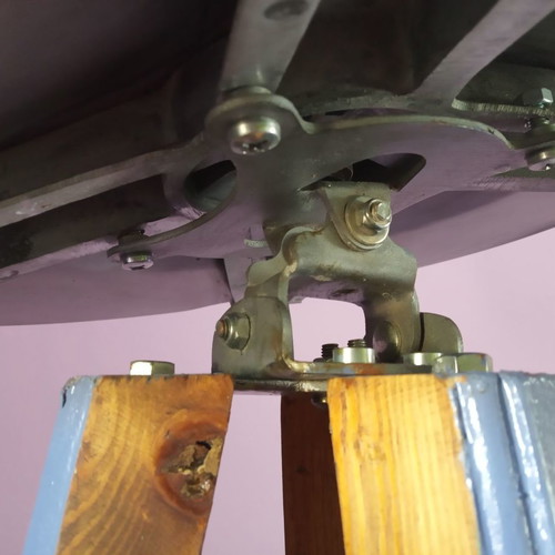 Floor lamp upcycled art with foot switch and adjustable suspension