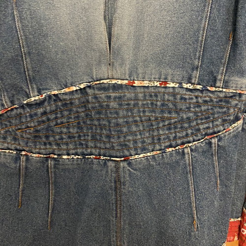 Denim jacket with patchwork blazer cut