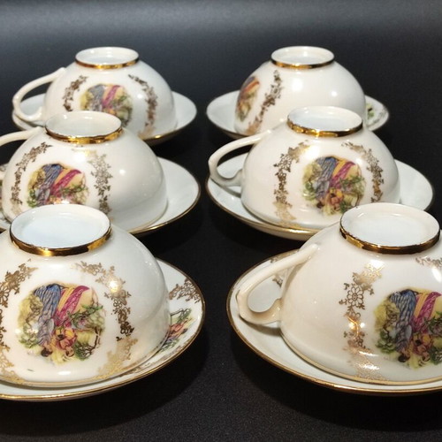1960s Serving Set Made in Japan like new with 6 Cups and Creamer