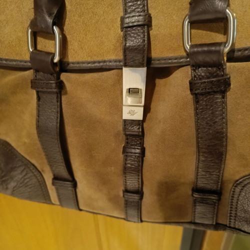 Zara leather handbag used, beige and brown