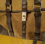Zara leather handbag used, beige and brown