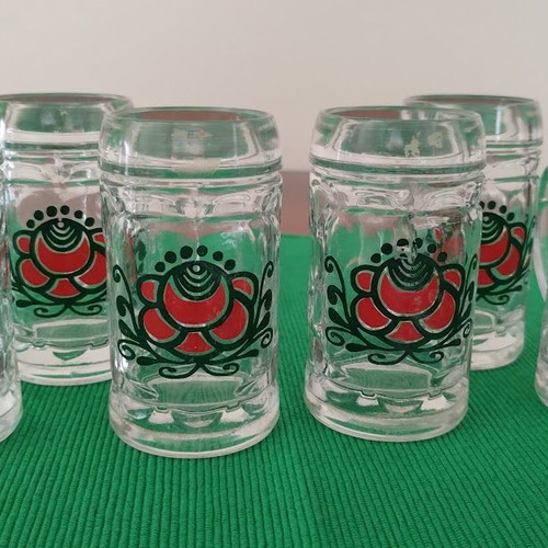 Mini Beer Glasses Stein Set of 6 like new with Oktoberfest style
