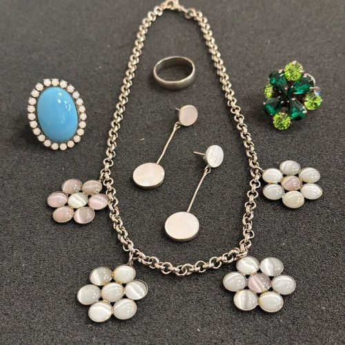 Various old jewelry used, set with Cat's Eyes and Swarovski stones