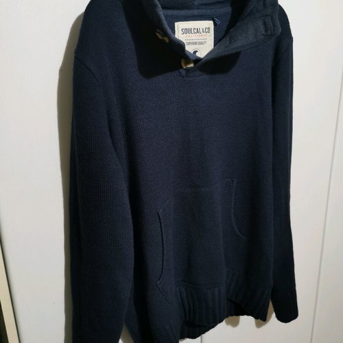 Soulcal wool hooded sweater size medium like new, blue