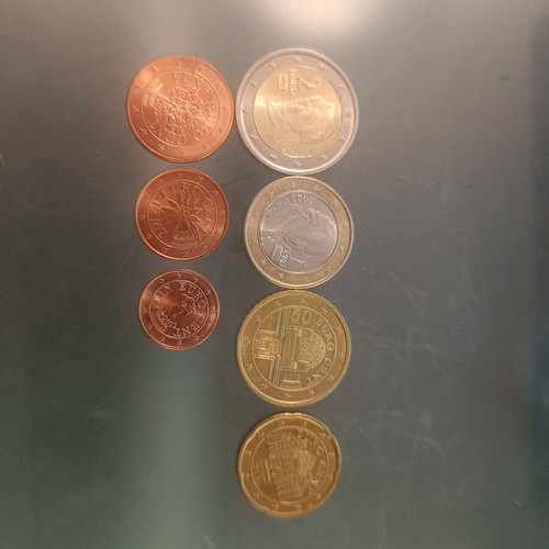 Austria euro coins from 1 cent to 2 euro circulated
