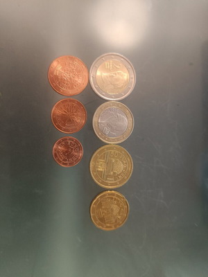 Austria euro coins from 1 cent to 2 euro circulated