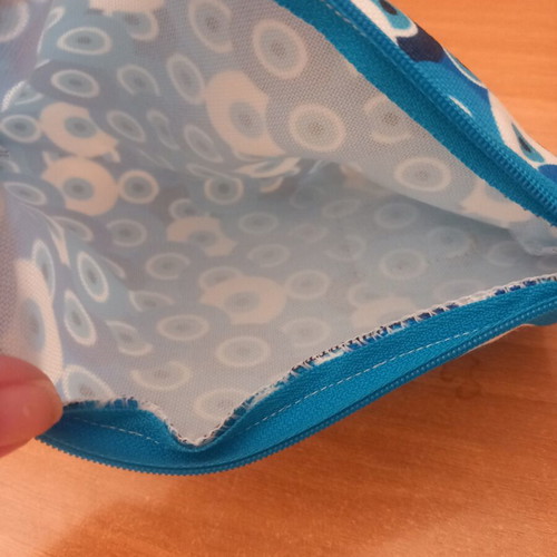 Wallet pouch new with zipper white and blue