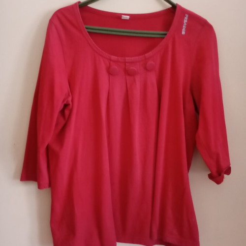 Pesador women's cotton blouse used, raspberry red, size M L