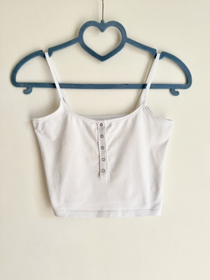 White Crop Top with Thin Straps like new, size XS