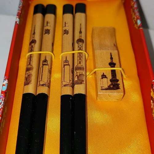 Chinese chopsticks new with holders in red velvet box