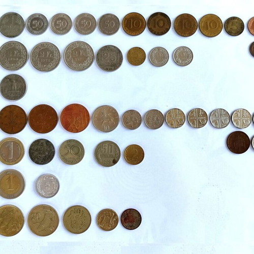 Coins used, collection of 116 from various countries