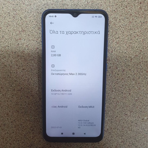 Redmi 9C smartphone with scratch-free screen, blue