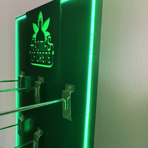 Wooden display stand with LED Neon lighting used