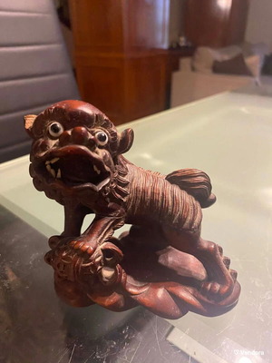 Chinese Foo Dog statue used, 19th century with detailed carvings