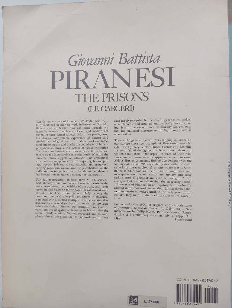 Giovanni Battista Piranesi The Prisons… - € 16,00 - Vendora.cy