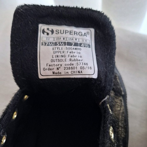 Superga canvas sneakers like new, black-gold pony skin