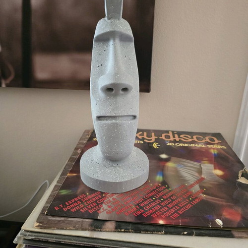 Moai headphones stand painted with stone effect, new