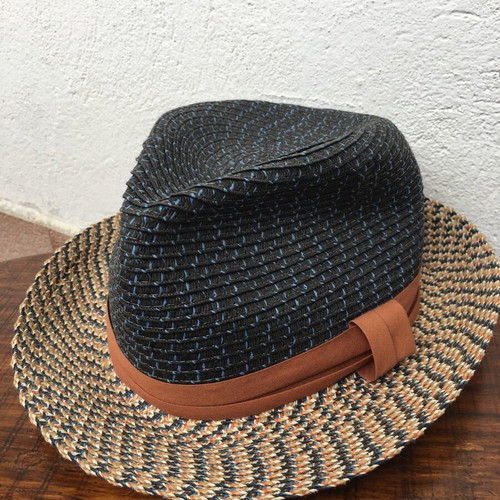 Summer fedora hat paper new, one size, blue and colorful