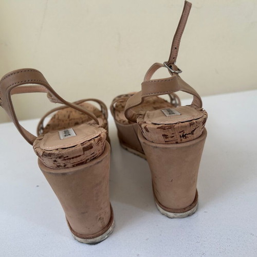 Kalogirou platform sandals size 40 light brown like new, 10 cm heel