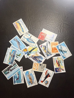 Aviation-themed collectible stamps new, vintage planes and helicopters