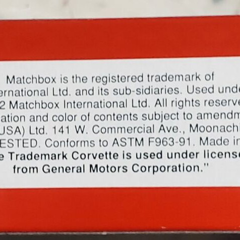 Matchbox 1993 Chevrolet Corvette Stingray Cooperstown Limited Edition σφραγισμένο
